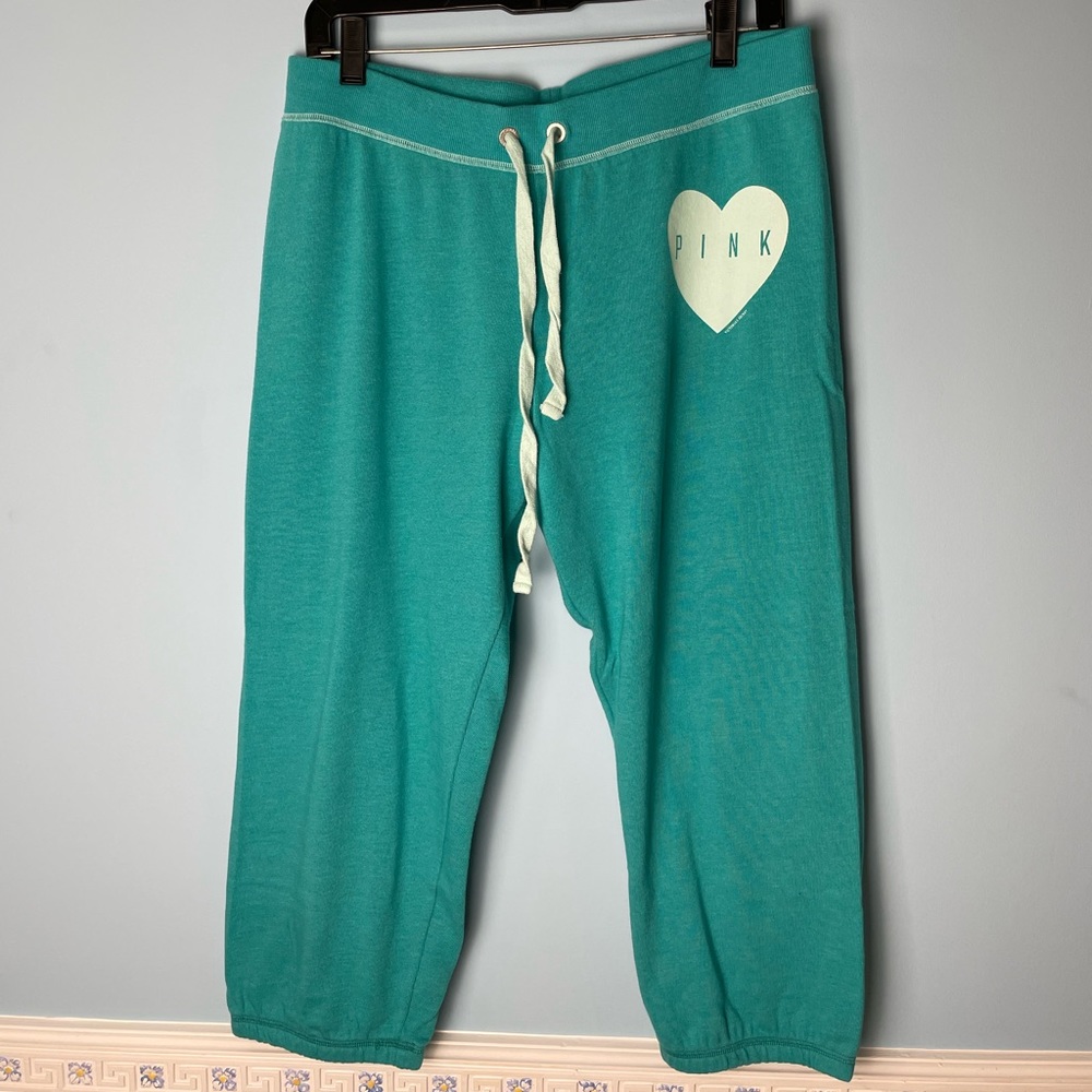 Victoria’s Secret PINK Teal Blue Heart Sweatpants